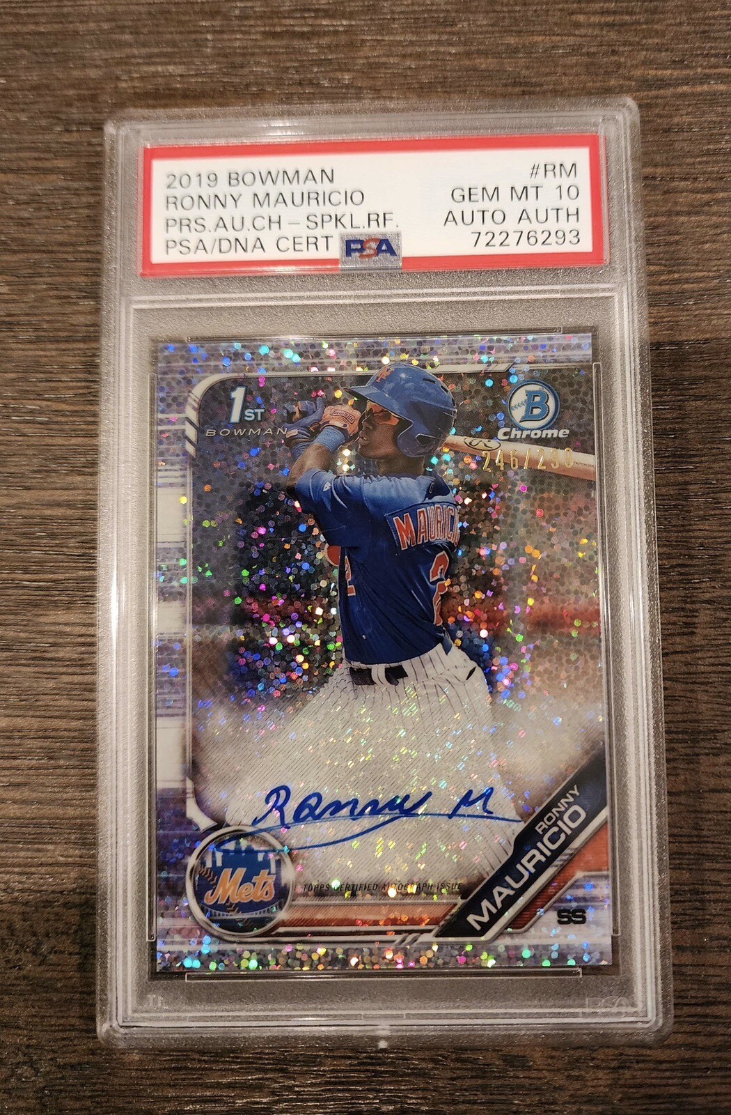 Ronny Mauricio 2019 1st Bowman Chrome Speckle Refractor AUTO RC #/299 PSA 10