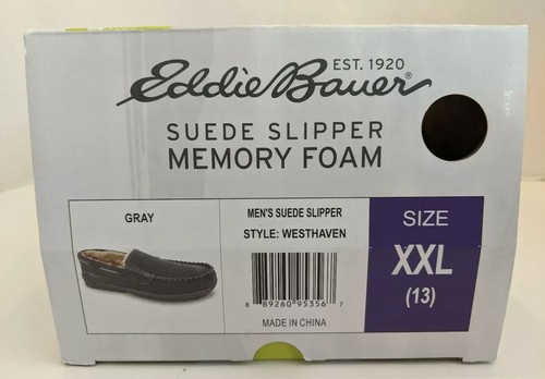 Eddie Bauer Men's West Haven Suede Memory Foam Slipper Color Tan & Gray - Picture 9 of 19