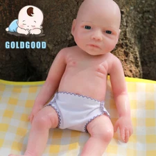 18" Open Eyes Baby Doll - Newborn Reborn Girl Platinum Silicone Flexible Skin