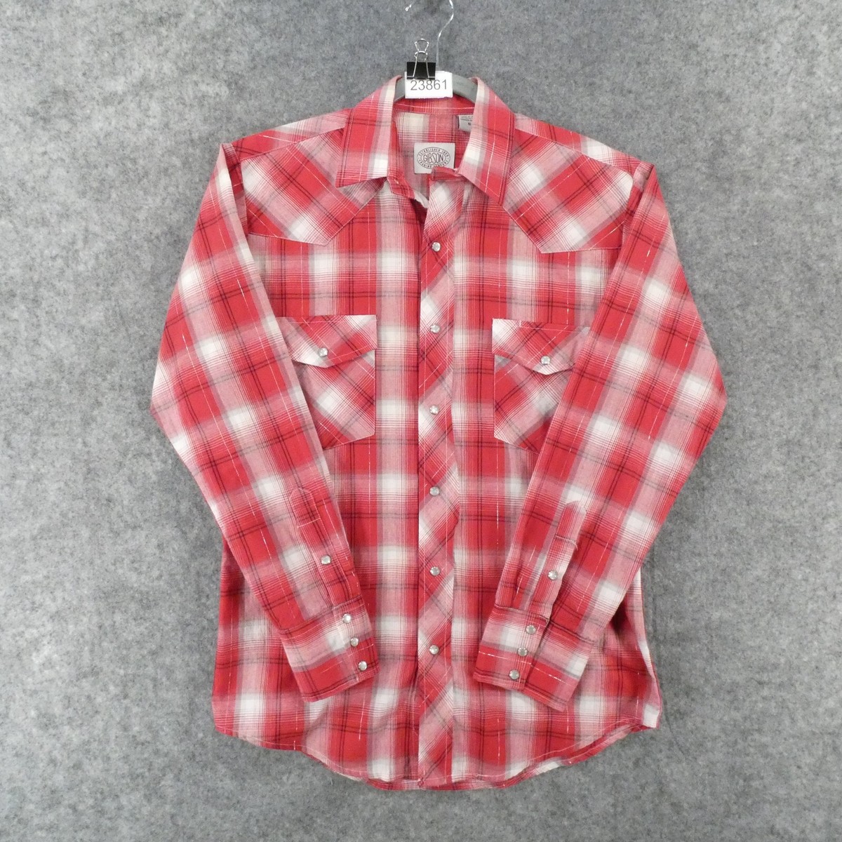 Gibson Trading Co Pearl Snap Up Shirt Mens Small Long Sleeve Red