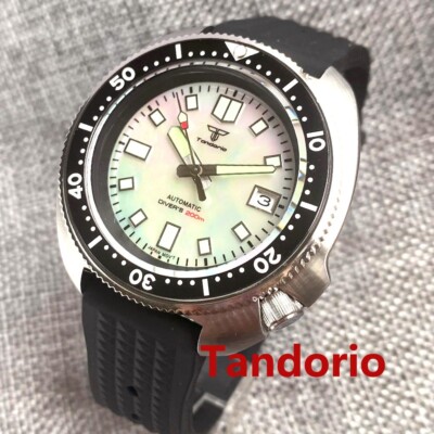 Tandorio 44mm Sapphire Glass Shell Dial NH35A 200m Diving Automatic Men's Watch