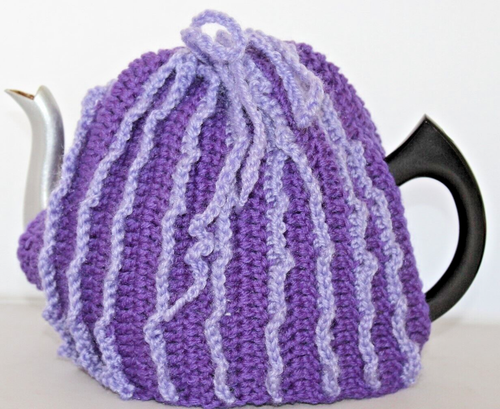Hand Crocheted Mauve & Purple 4 - 6 Cup Tea Cosy -  Made in Australia - Picture 1 of 2