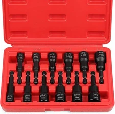 12-Piece Magnetic Nut Driver Set - Premium Impact Power Hex Nut Driver Drill Bit