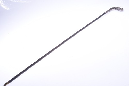 ✅ ANTIQUE CANE WALKING STICK SILVER PLATED HANDLE THIN WOOD SHAFT 86.5CM 34” - Picture 6 of 10