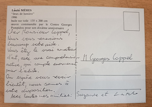 LETTRE D'ARTISTE CARTE MANUSCRITE DU PEINTRE LASZLO MEHES HONGRIE - Bild 2 von 2