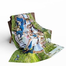 Personalized Family Fleece Blanket 60'' 80'' Cartoonize Effect Custom Gift