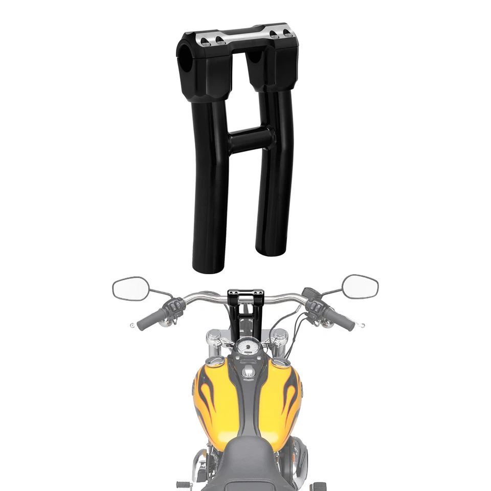 Abrazadera elevadora de manillar negra de 10" apta para Harley 1,25"" Bar Touring Softail Foto 2 de 4