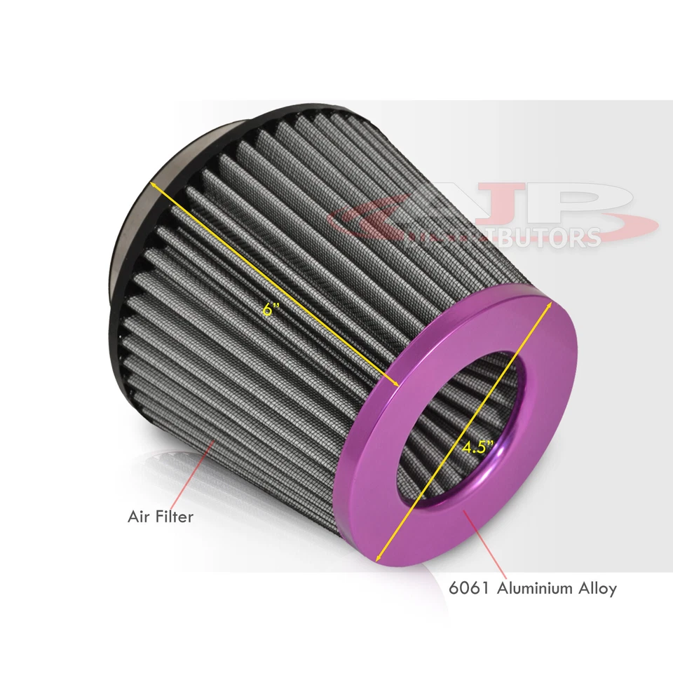 4" Aluminum Mesh Cold Short Ram Induction Dry Air Intake Filter Purple For Dodge - Image 3 of 4
