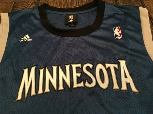 MINNESOTA TIMBERWOLVES men's L large blue Adidas BLANK basketball jersey RARE ! - Picture 5 of 6
