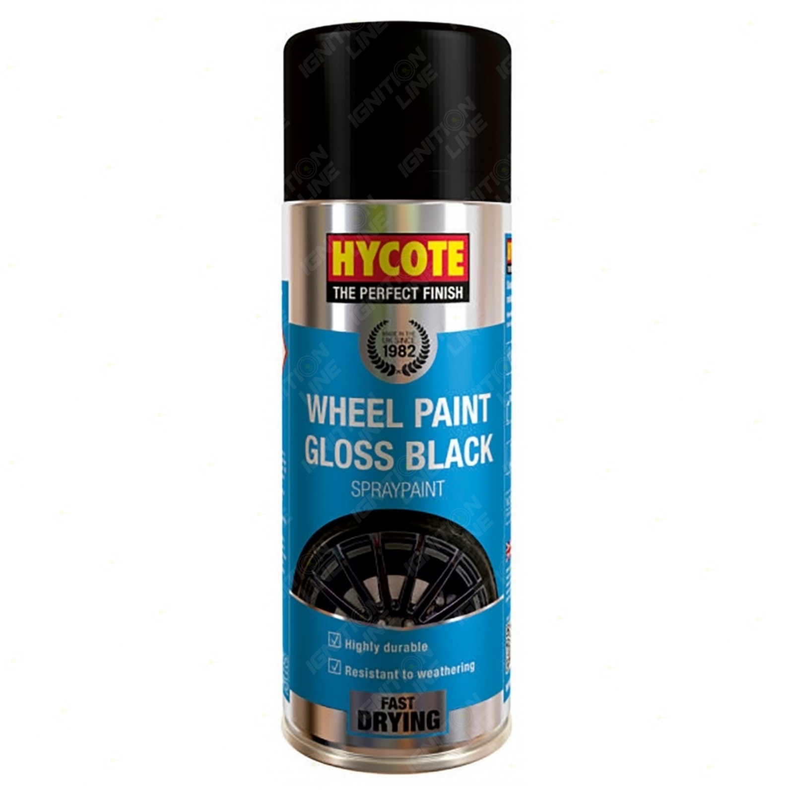 Hycote Wheel Paint Gloss Black Spray Paint Aerosol Weather Resistant 400ml