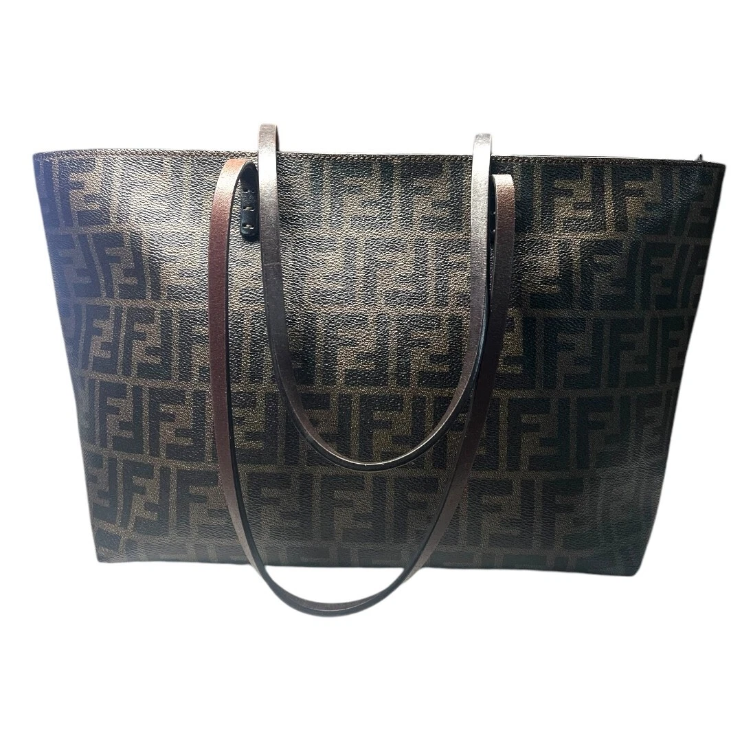 Borsa a tracolla FENDI media tela Zucca Spalmati tabacco linea pinguino righe Y2K