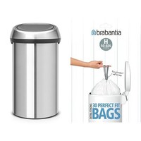 Brabantia Touch With Liners 60 L - Matt Steel Fingerprint Proof Brabantia Touch With Liners 60 L - Matt Steel Fingerprint Proof