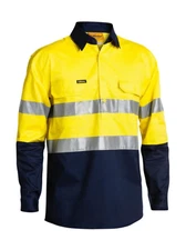 Bisley Taped Hi Vis Closed Front Cool Lightweight Shirt - RRP 59.99 - FREE POST