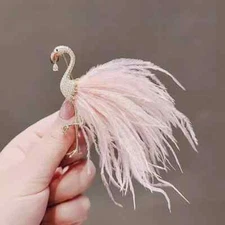 Elegant Women Fashion Feather Flamingo Badges Pin Animal Classic Brooch Jewelry