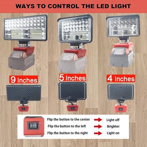 For Milwaukee LED Work Light Flashlights Torch Spotlight 18V Li-ion Battery 5in - Picture 2 of 6