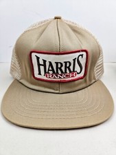 Vintage USA MADE Harris Ranch Patch Trucker Hat Snapback Dad Cap