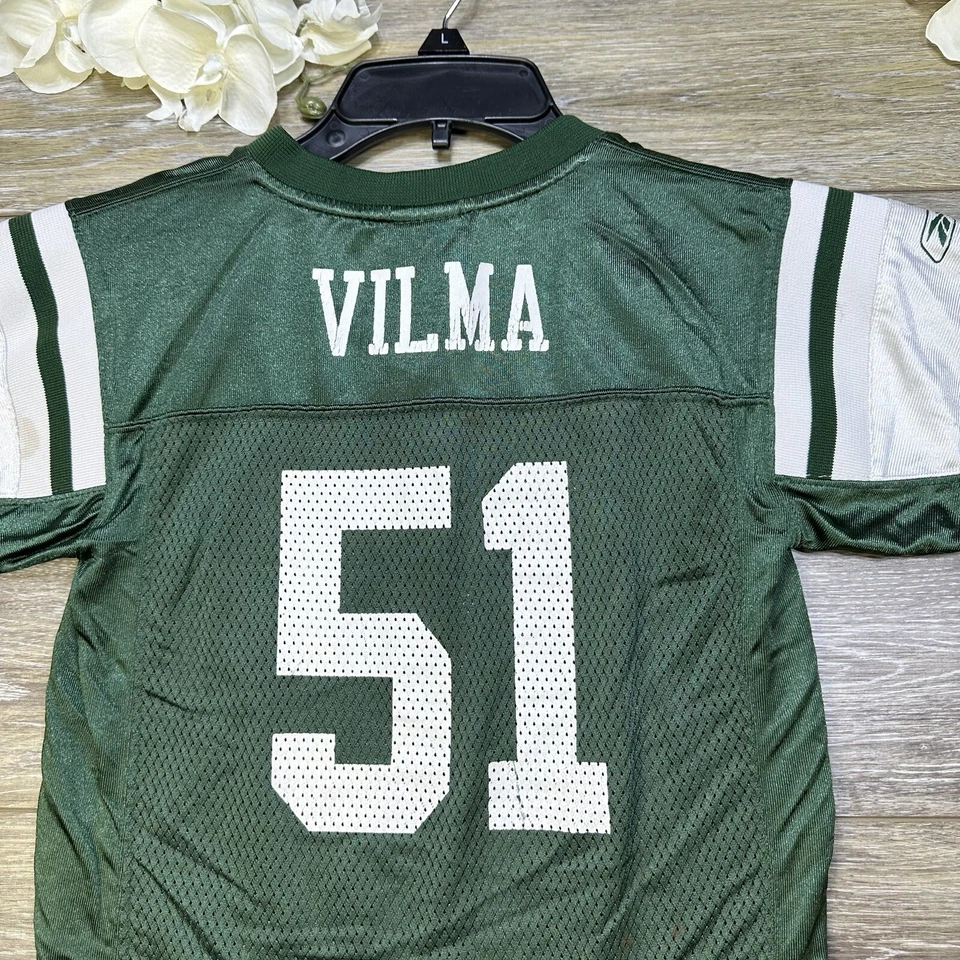 Camiseta New York Jets Jóvenes Niños Talla Mediana (5-6) De Colección Verde 51 Vilma Pro NFL Foto 4 de 4