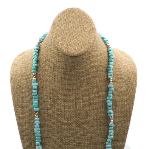 Vintage Premier Design Matte Dakota Faux Turquoise Chip Fashion Necklace 35 In - Picture 2 of 14