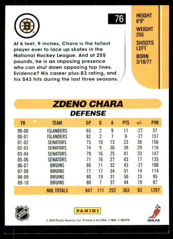 2010-11 Score Zdeno Chara #76 - Image 2 of 2