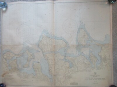 Oyster Bay Huntington Bays South Shore Long Island vintage Nautical Map 1946 