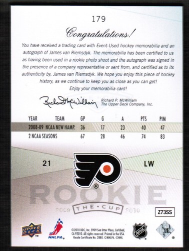 2009 10 Ud cubierta superior The Cup James Van Riemsdyk novato RC 74/99 3 colores - Imagen 2 de 2
