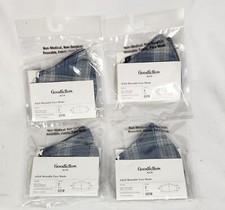 Goodfellow Co. Blue Plaid Reusable Masks 4 Pack 8 Total Face Mask
