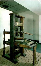 Franklin Printing Press, Benjamin Franklin, journeyman printer, Postcard