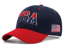 New Men's USA Pride American Flag Patch Navy Red Cap Hat Army Military