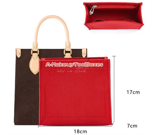 Red Felt Zipper Organizer Insert Liner Shaper Inner Bag For LV SAC PLAT BB S116 - Picture 1 of 2