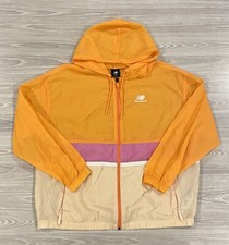 New Balance Windbreaker Jacket With Hood Pink Orange Women  s Size Medium