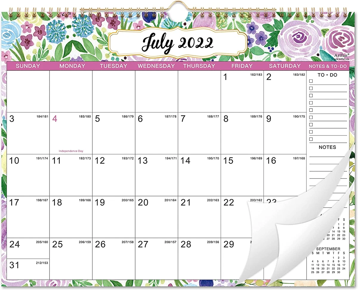 2022-2023 Calendar - 18 Monthly Wall Calendar2022-2023, 14.8" x  11.5", Jul. 2022 | eBay