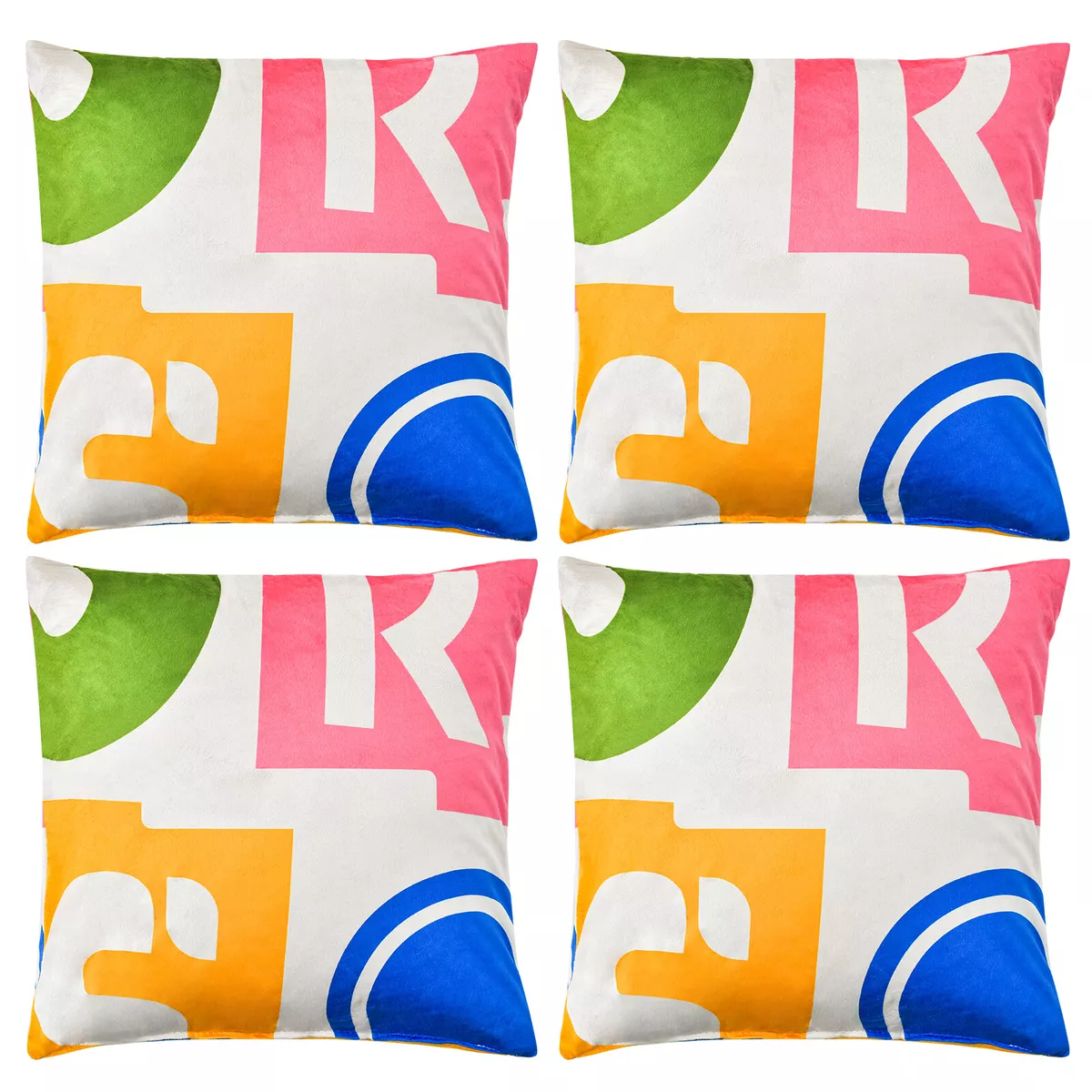 4 PCS Square Throw Pillows Removable & Washable Velvet Pillow 18