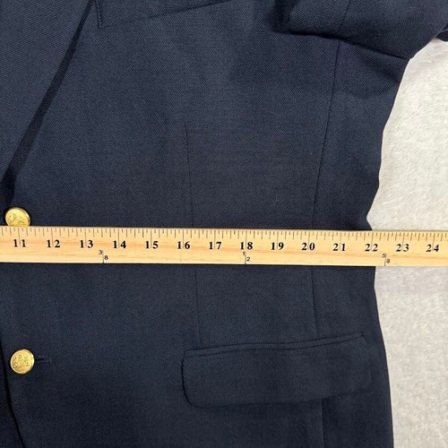 VTG Mens 44R Stafford Blazer Worsted Wool Blend Navy Gold 2-Button Tall Preppy - Picture 7 of 12