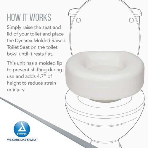 Dynarex 10362 White Molded Raised Plastic Toilet Seat for Post-Surgical Patients - Picture 3 of 7