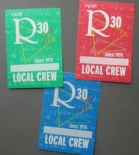 RUSH backstage pass satin stickers THREE R30 Local Crew - OTTO  !