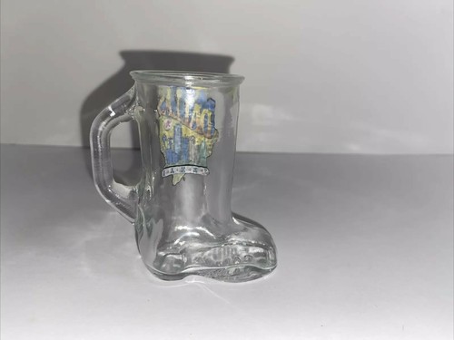 Dallas Texas Boot Shaped Shot Glass  Texas Skyline Heavy - Picture 5 of 12
