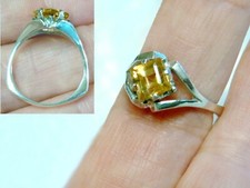 Natural Citrine Golden Yellow Size 6.5 Ring 925 Sterling Silver 1.40ct USA Made