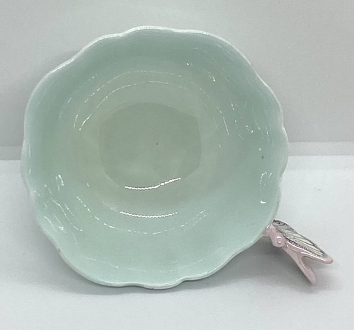 Paragon England Bone China Butterfly Handle Tea Cup Saucer Peal Green & pink - Picture 8 of 21