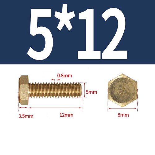 Solid Brass Fully Threaded Set Screws Hexagon Hex Screw Bolts DIN 933 M3 M4-M12 - Picture 22 of 78