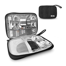 Electronics Charger Organizer - Travel Cable Case for Cords, Chargers, 1 Black