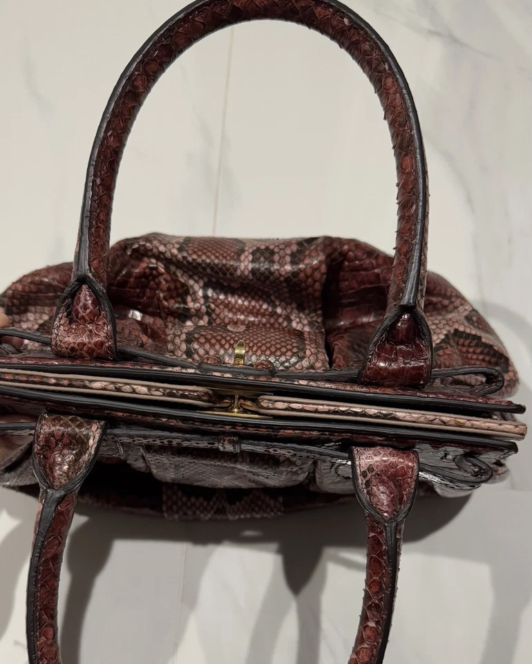 Bolso de Mano Zagliani Grande Pitón Jirafa Hinchado Nuevo Nunca Usado Con Etiquetas Foto 4 de 4