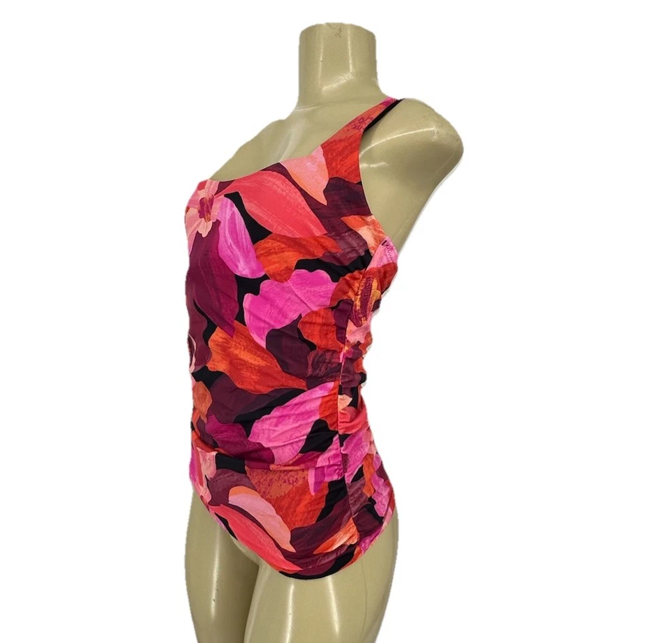 ATHLETA Size 34D/DD Square Neck Tankini Liana Floral Mauve Swim Top #657740 1-6 - Image 2 of 4