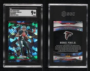 2024 Panini Prizm Fireworks Green Ice Michael Penix Jr #16 SGC 9 MINT Rookie RC