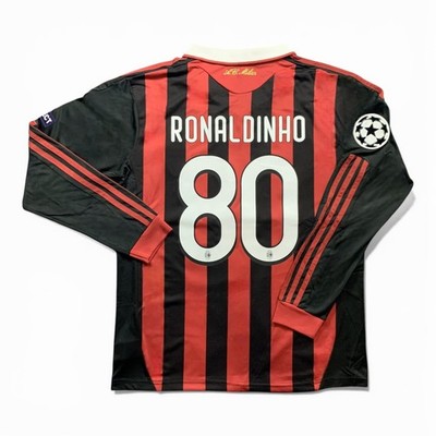 Ronaldinho #80 AC Milan 2009/10 Long Sleeve Jersey Retro - Men's