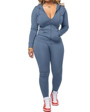 Women Piece Outfits Workout Sets Bodycon Tracksuit Long Sleeve Zip Up Hoodie ...