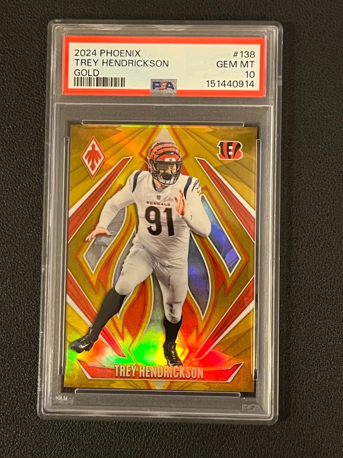 Trey Hendrickson 2024 Panini Phoenix Football Gold /10 PSA 10