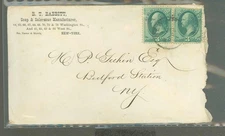 USA Cover, 3-Cent Green Pair on BT Babbitt, Soap Manufacturing, NY Cover