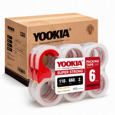 6-36 Rolls Carton Sealing Packing Tape w/Dispenser Heavy Duty 2mil 2"x110 Yards