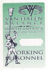 Van Halen 1995 North American Tour Green WORKING PERSONNEL Backstage Pass!