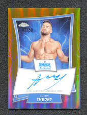 Austin Theory 2025 Topps Chrome WWE Gold Refractor Autograph /50 - Parallel Auto